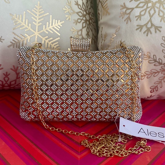 Alessia Gold & Rhinestone Clutch - Picture 15 of 15